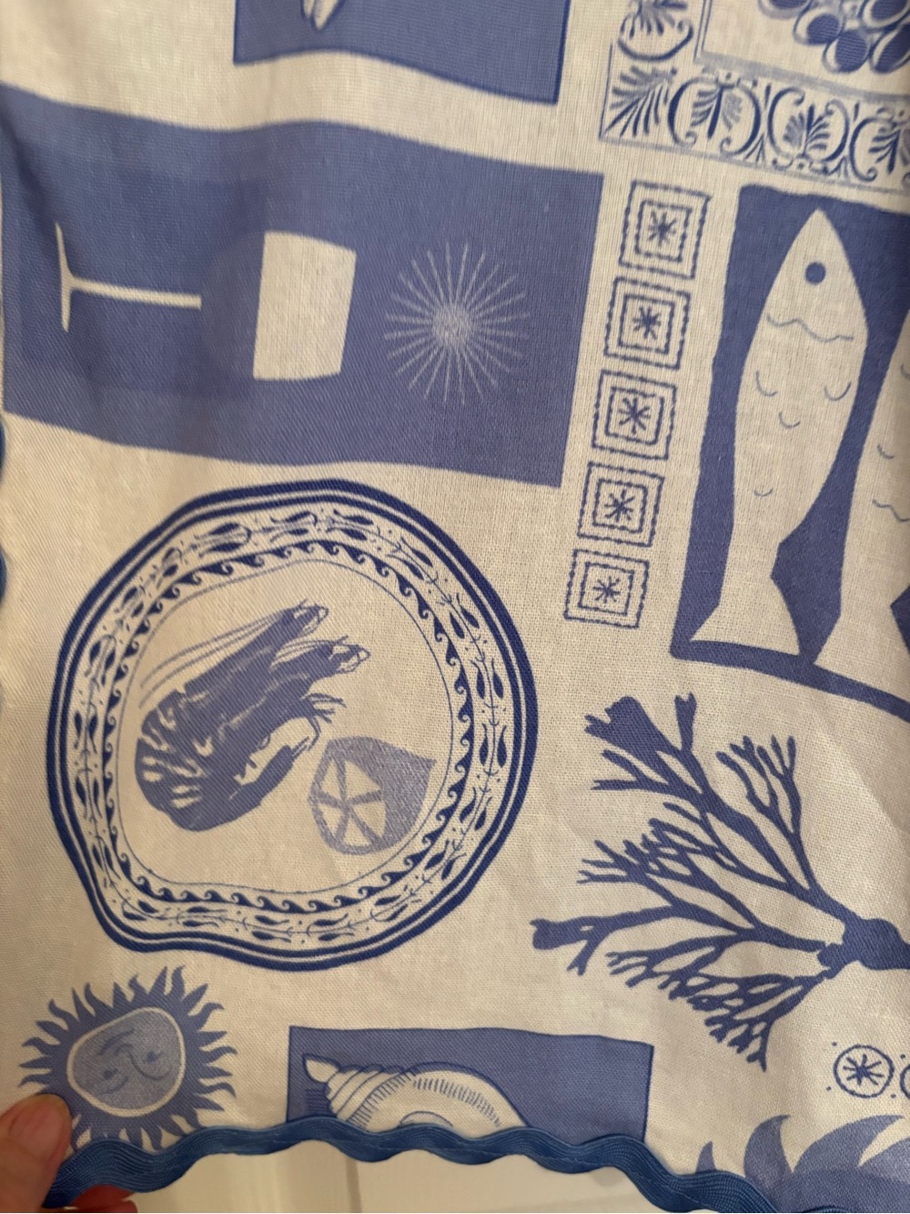 Summery Linen Blend Button Down Top in Beautiful Blue and White - Picture 9 of 11